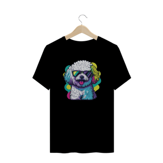 Nome do produto Camiseta Plus Size Bichon Frisé de Óculos de Sol
