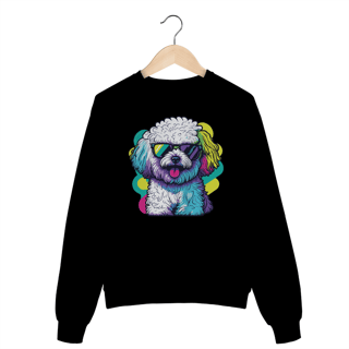 Nome do produto Moletom Blusão Bichon Frisé de Óculos de Sol