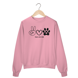 Nome do produto Moletom Blusão Peace, love, dogs