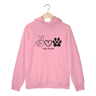 Nome do produto Moletom Canguru Peace, love, dogs