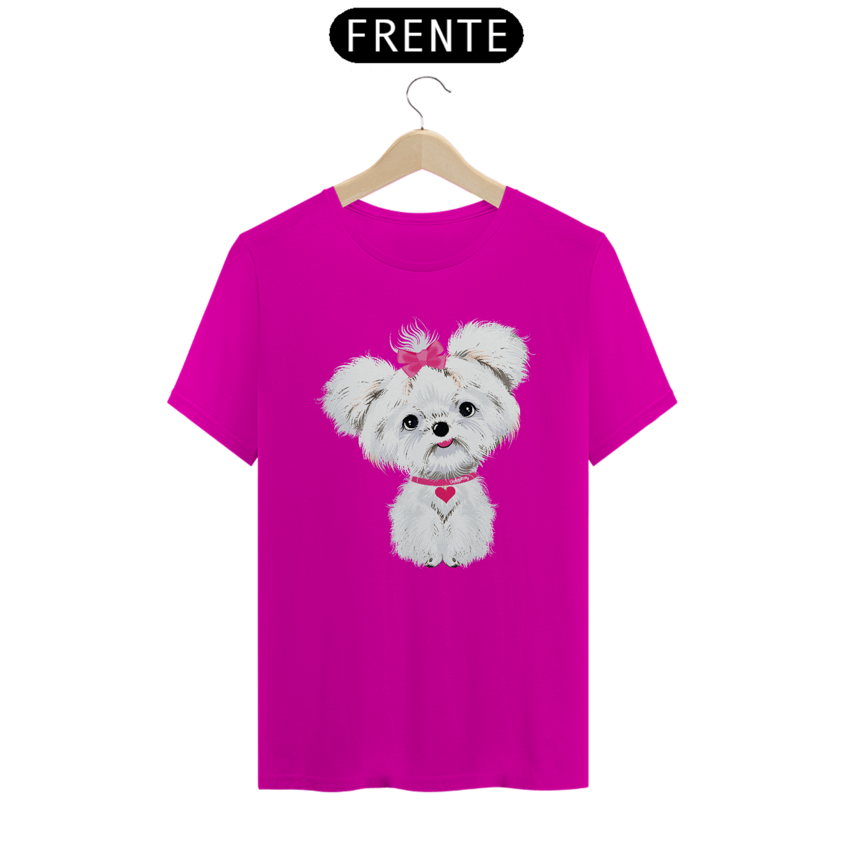 Nome do produto: Camiseta Maltês de Lacinho