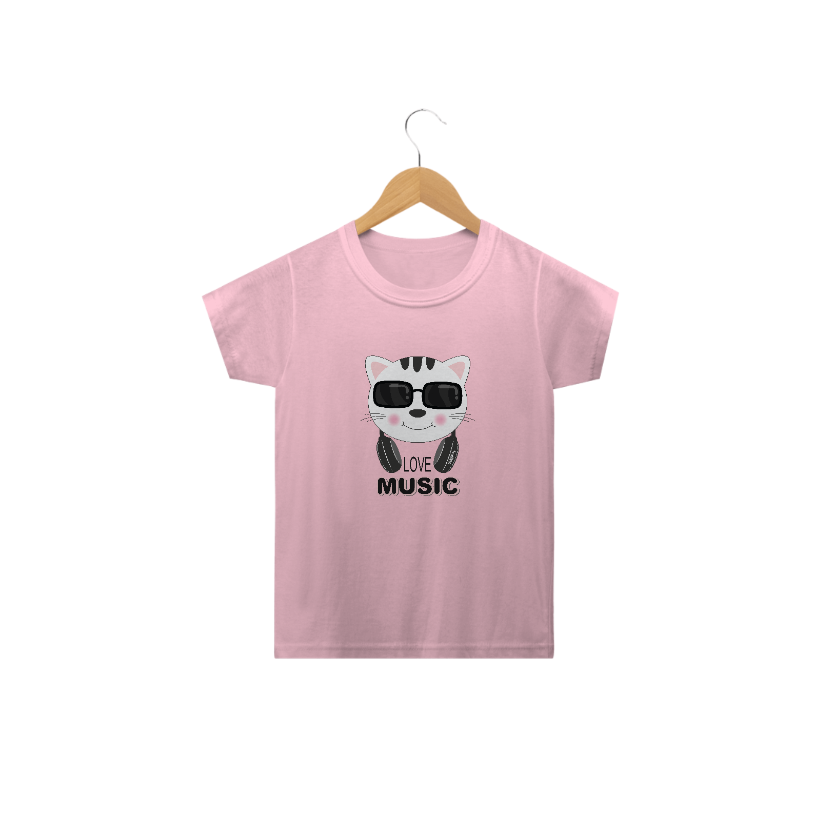 Camiseta Infantil Gato Love Music