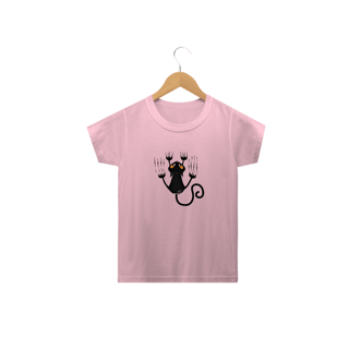 Nome do produto Camiseta Infantil Gato Preto Arranhando