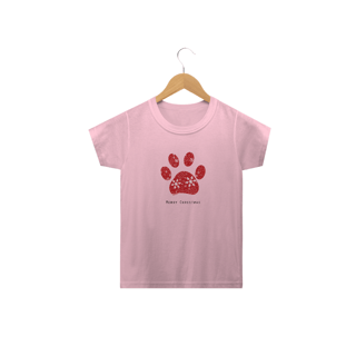 Camiseta Infantil Natal Patinha de Cachorro