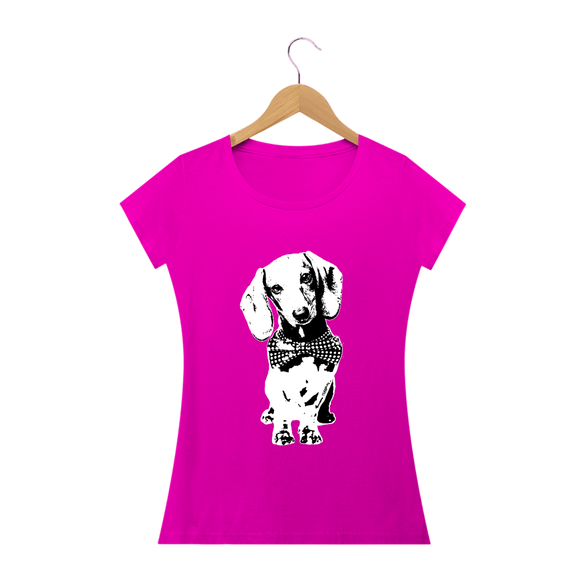 Nome do produto: Baby Look Dachshund de Gravatinha em Preto e Branco