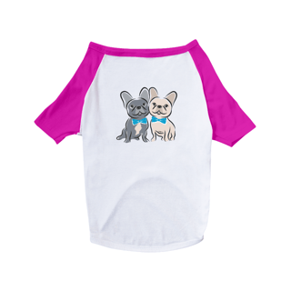 Nome do produto Camiseta para Cachorro - Bulldog Francês Casal de Gravatinha