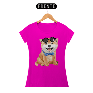 Nome do produto Baby Look Akita Filhote de Óculos e Gravatinha