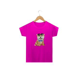 Nome do produto Camiseta Infantil Akita Filhote de Óculos e Gravatinha