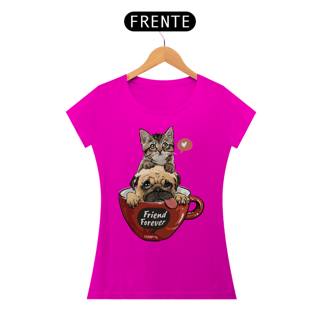 Nome do produto Baby Look Gato e Cachorro - Friend Forever