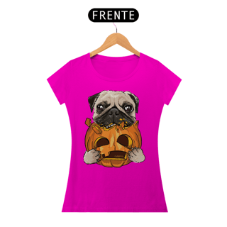 Nome do produto Baby Look Pug Comendo uma Abóbora