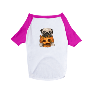 Nome do produto Camiseta para Cachorro - Pug Comendo uma Abóbora