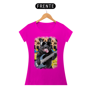 Nome do produto Baby Look Bulldog Francês Tocando Guitarra