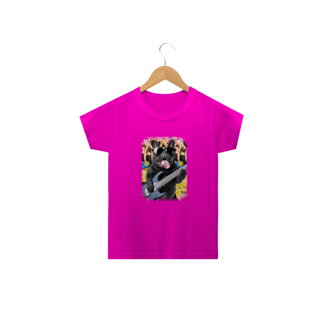 Nome do produto Camiseta Infantil Bulldog Francês Tocando Guitarra