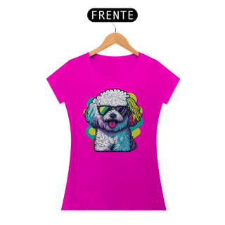 Nome do produto Baby Look Bichon Frisé de Óculos de Sol