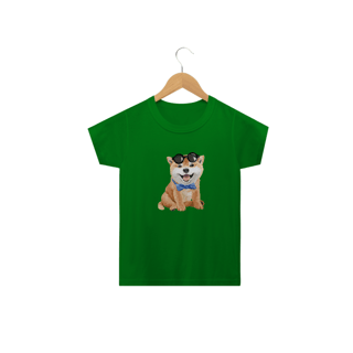 Nome do produto Camiseta Infantil Akita Filhote de Óculos e Gravatinha