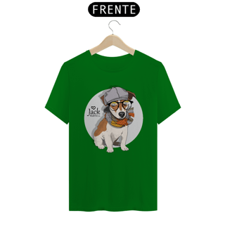 Camiseta Jack Russell de Óculos e Cachecol