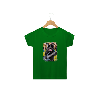 Nome do produto Camiseta Infantil Bulldog Francês Tocando Guitarra