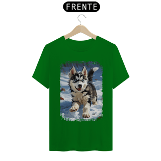 Nome do produto Camiseta Husky Siberiano Correndo na Neve