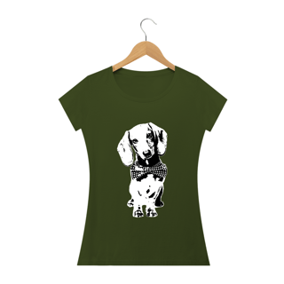 Nome do produto Baby Look Dachshund de Gravatinha em Preto e Branco