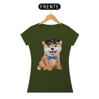 Nome do produto Baby Look Akita Filhote de Óculos e Gravatinha