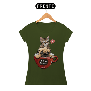 Nome do produto Baby Look Gato e Cachorro - Friend Forever