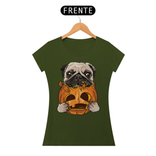 Nome do produto Baby Look Pug Comendo uma Abóbora