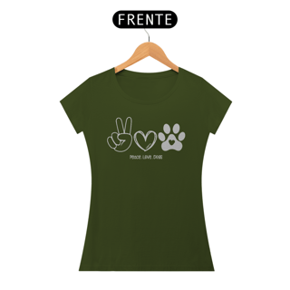 Nome do produto Baby Look Peace, love, dogs
