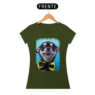 Nome do produto Baby Look Chihuahua Preto de Gravatinha