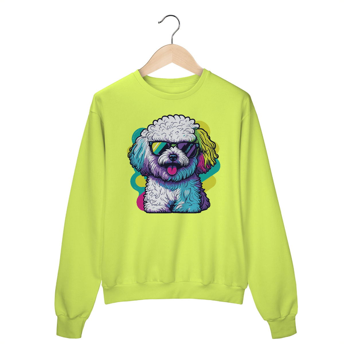 Nome do produto: Moletom Blusão Bichon Frisé de Óculos de Sol