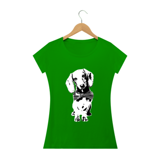 Nome do produto Baby Look Dachshund de Gravatinha em Preto e Branco