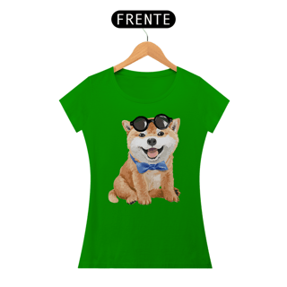 Nome do produto Baby Look Akita Filhote de Óculos e Gravatinha