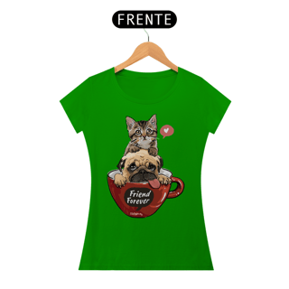 Nome do produto Baby Look Gato e Cachorro - Friend Forever