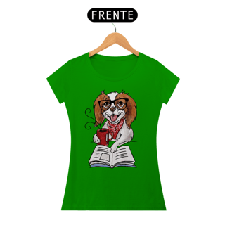 Nome do produto Baby Look Cachorro, Café e Talvez 1 Livro - Books and Dogs