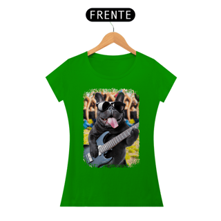 Nome do produto Baby Look Bulldog Francês Tocando Guitarra