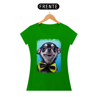 Nome do produto Baby Look Chihuahua Preto de Gravatinha