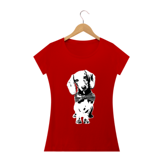 Nome do produto Baby Look Dachshund de Gravatinha em Preto e Branco