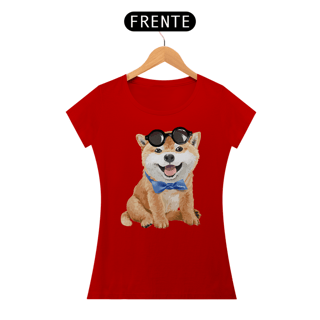 Nome do produto Baby Look Akita Filhote de Óculos e Gravatinha