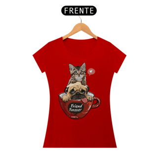 Nome do produto Baby Look Gato e Cachorro - Friend Forever
