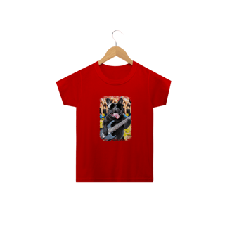Nome do produto Camiseta Infantil Bulldog Francês Tocando Guitarra