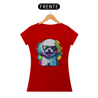 Nome do produto Baby Look Bichon Frisé de Óculos de Sol