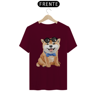 Nome do produto Camiseta Akita Filhote de Óculos e Gravatinha
