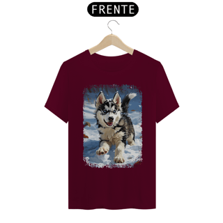 Nome do produto Camiseta Husky Siberiano Correndo na Neve
