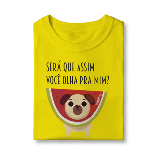 Nome do produto Camiseta Infantil Cachorro Melancia - Será Que Assim Você Olha Pra Mim?