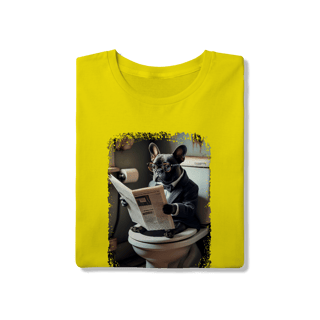 Nome do produto Camiseta Bulldog Francês no Trono Lendo Jornal