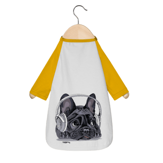 Nome do produto Camiseta para Cachorro - Bulldog Francês Ouvindo Música