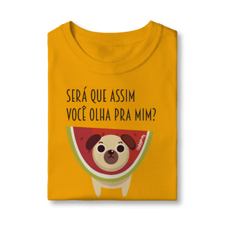 Nome do produto Camiseta Infantil Cachorro Melancia - Será Que Assim Você Olha Pra Mim?