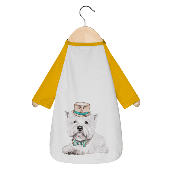 Camiseta para Cachorro - West Terrier de Gravata e Chapéu