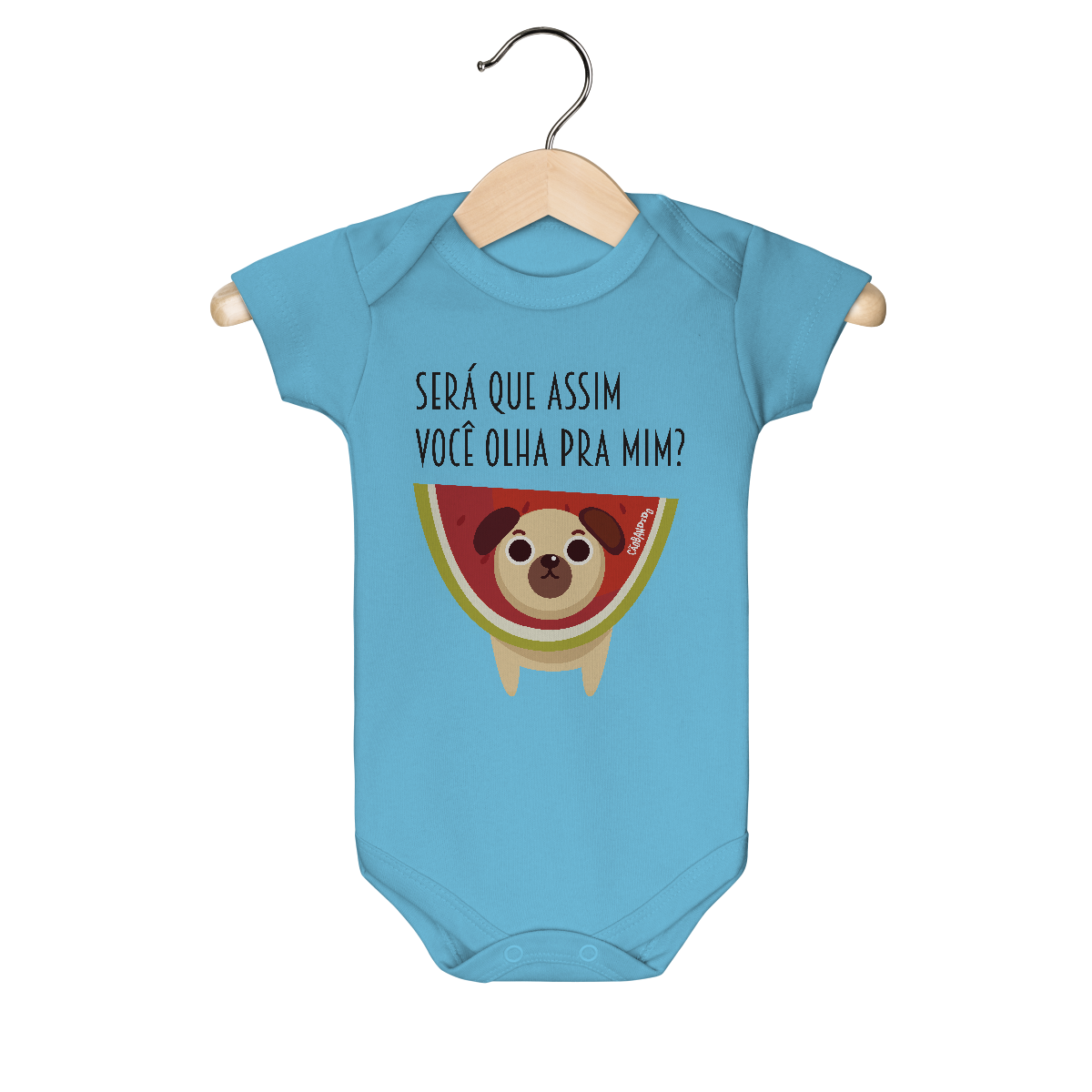 Nome do produto: Body Bebê Cachorro Melancia - Será Que Assim Você Olha Pra Mim?