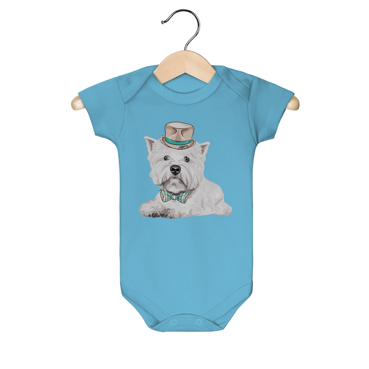 Nome do produto: Body Bebê West Terrier de Gravata e Chapéu