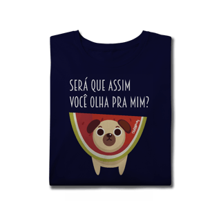 Nome do produto Camiseta Plus Size Cachorro Melancia - Será Que Assim Você Olha Pra Mim?